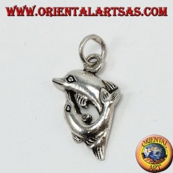 Pendentif en argent deux dauphins