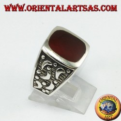 Silberring und Corney mit seitlich geschnitzten Monden