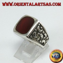 Silberring und Corney mit seitlich geschnitzten Monden