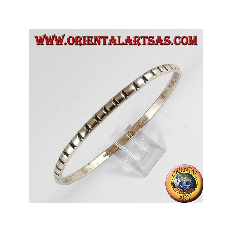 Pulsera de plata 925, redonda con tallas