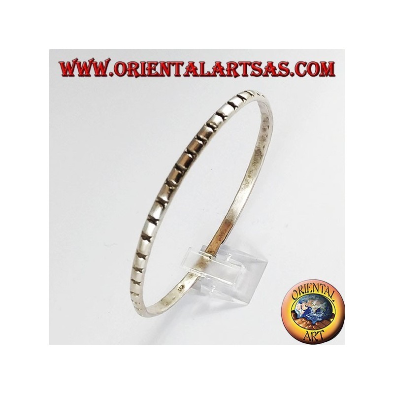 Silberarmband 925, rund mit Schnitzereien