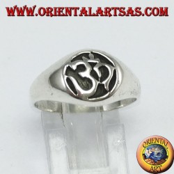 Silver ring, syllable Oṃ the most sacred carved