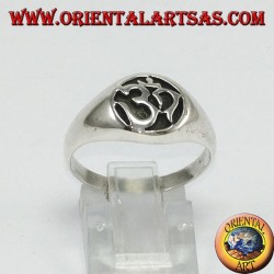 Bague en argent, syllabe Oṃ la plus sacrée sculptée