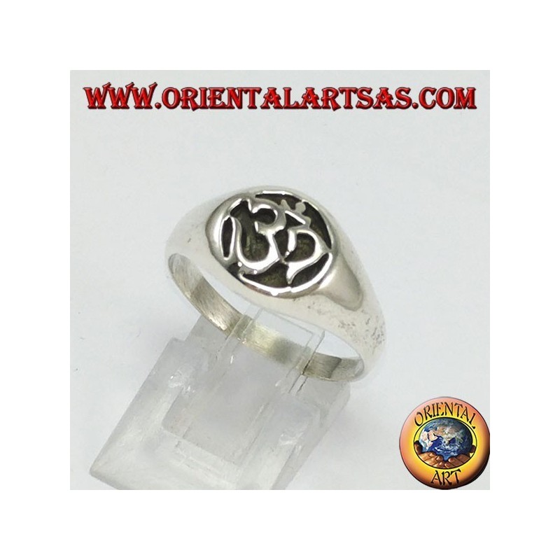 Bague en argent, syllabe Oṃ la plus sacrée sculptée