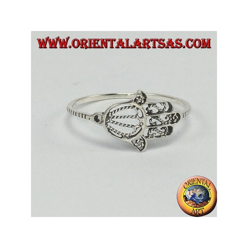 Anello in argento con mano di fatima, piccolo