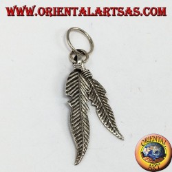 Colgante de plata con dos plumas de estilo nativo americano