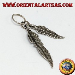 Ciondolo d'argento a due piume  stile nativi Americani