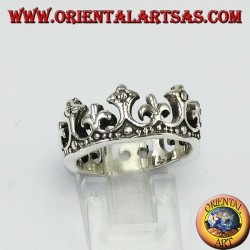 Ring in Silber 925 Krone der Königin mit Lilie