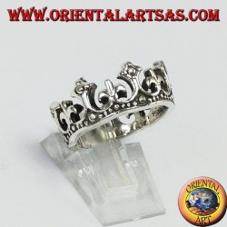 Ring in silver 925 crown of the queen with lily