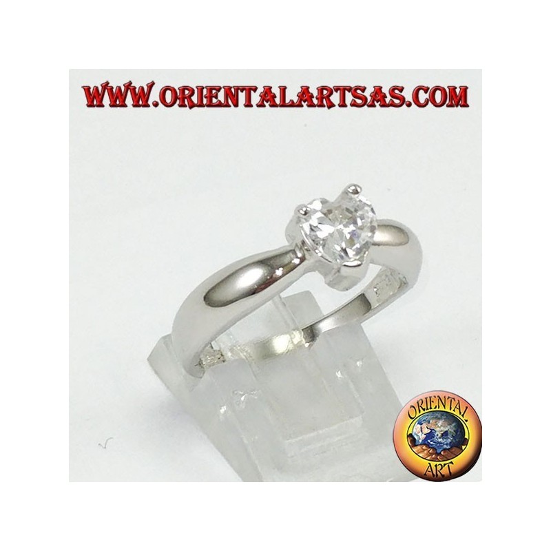 Anello in argento con zircone a cuore, solitario con cuore 