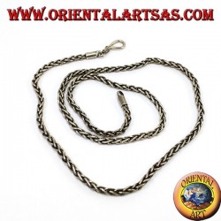 Collier en argent, tissage en maille et section carrée de 50 cm