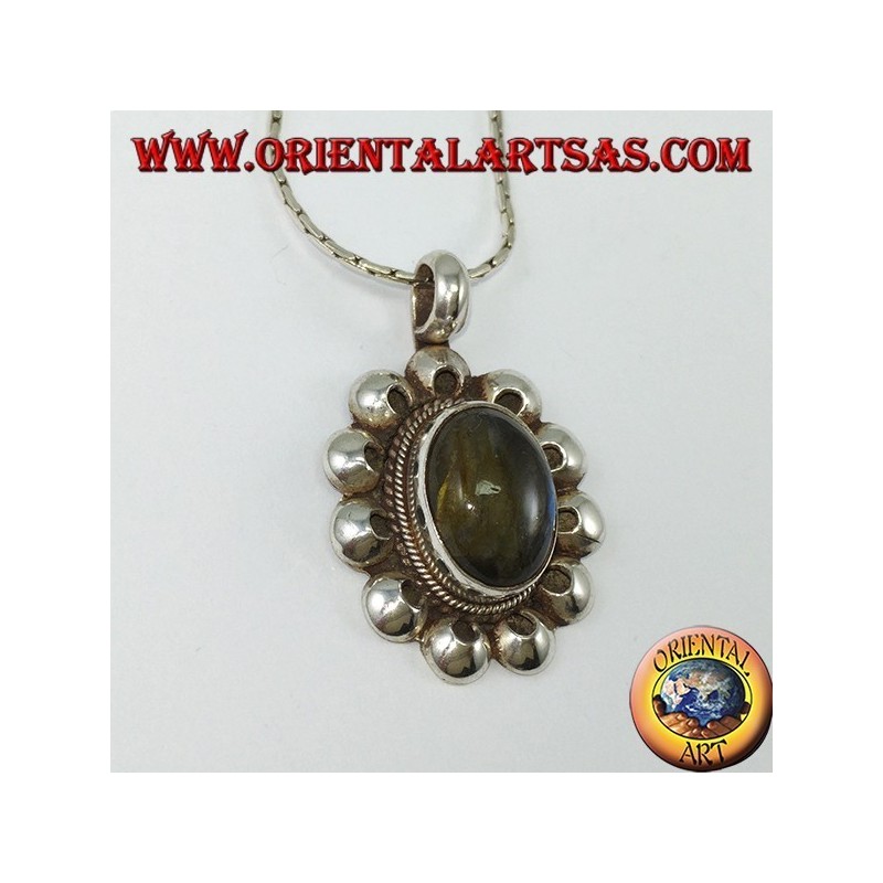 Anhänger aus 925er Silber mit ovalem Labradorit