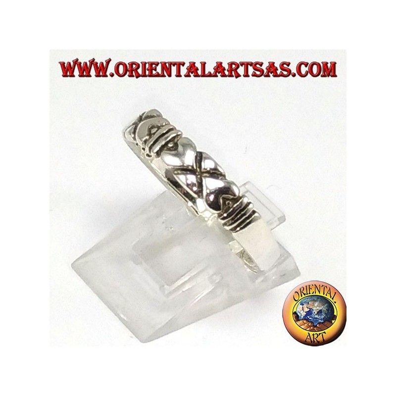 Anello d'argento , con cuori contrapposti