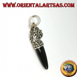 Pendentif tête de dragon en argent avec pointe en onyx