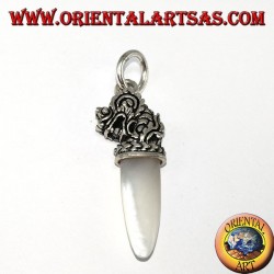 Pendentif tête de dragon en argent avec pointe en nacre