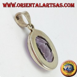 Silberanhänger mit einem großen ovalen natürlichen Amethyst