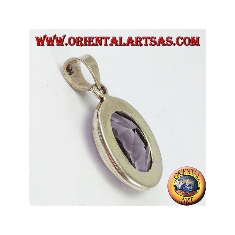 Silberanhänger mit einem großen ovalen natürlichen Amethyst