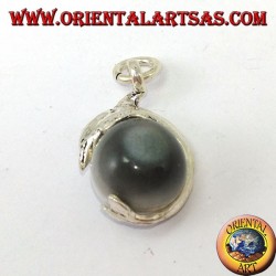 Pendentif dauphin en argent avec boule de chat gris