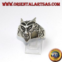 Anillo de plata, el diablo con pertacles laterales