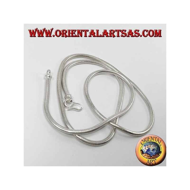 Collier en argent, serpent indien de 57 cm