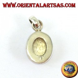 Silver pendant with oval natural Topaz with simple frame