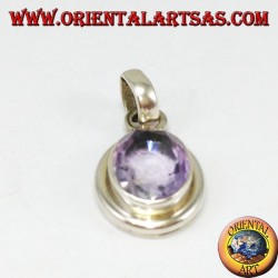 Colgante de plata con amatista ovalada natural con marco simple