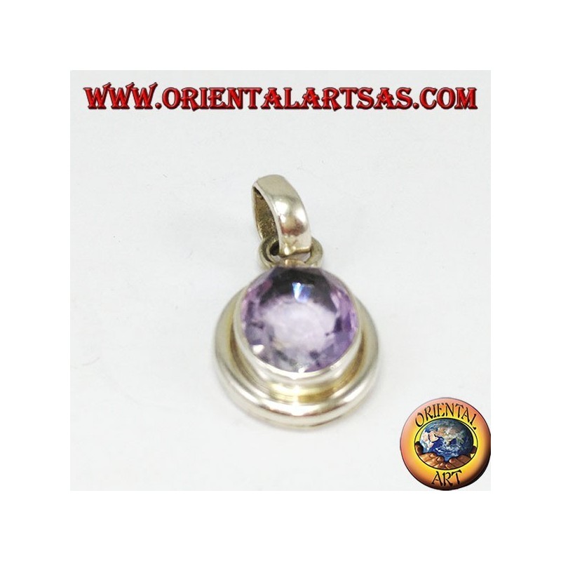 Colgante de plata con amatista ovalada natural con marco simple