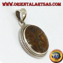 Colgante en plata, ojo de Buda tallado en hueso de hueso