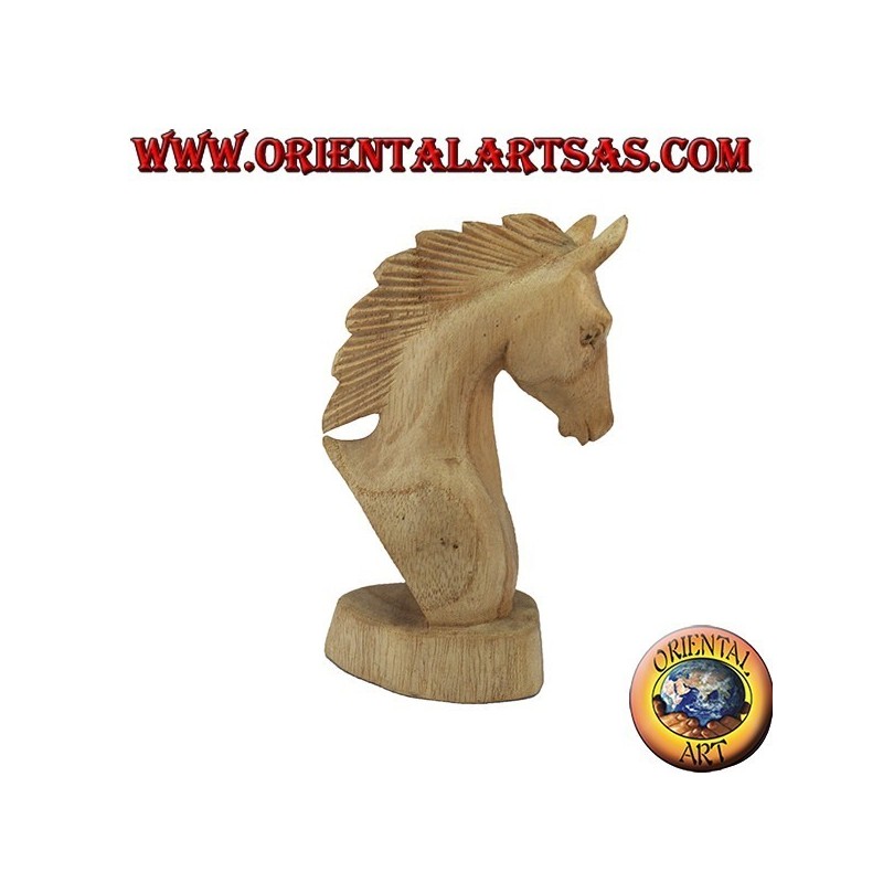 Cabeza de caballo en madera de pino americano15 cm