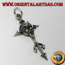 Pendant in silver the face of the devil on the cross