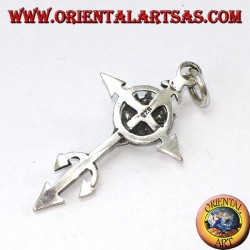 Pendentif en argent le visage du diable sur la croix