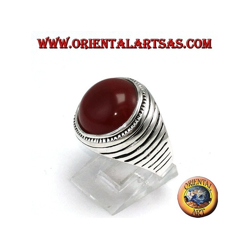Silberring mit runden Hemisphäre Karneol