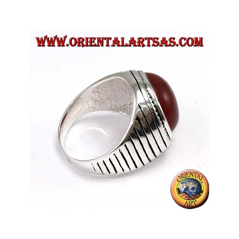 Silberring mit runden Hemisphäre Karneol