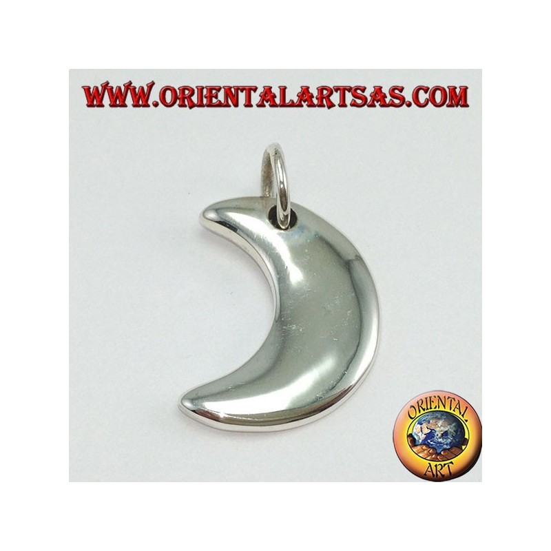Silver pendant, simple crescent