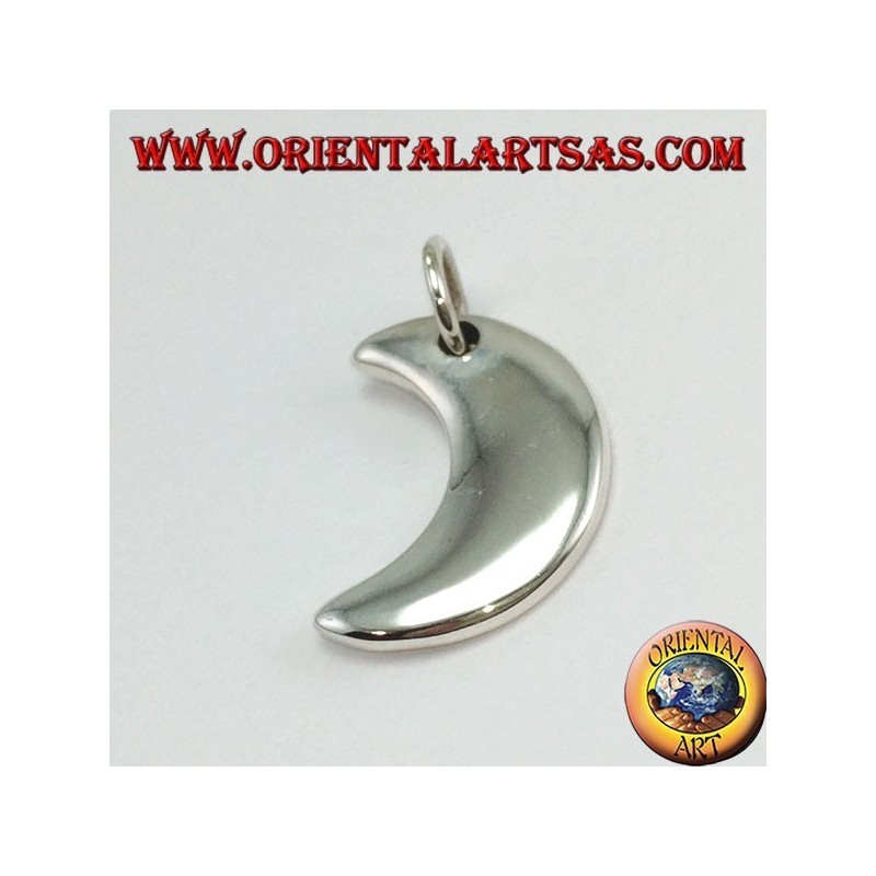 Silver pendant, simple crescent