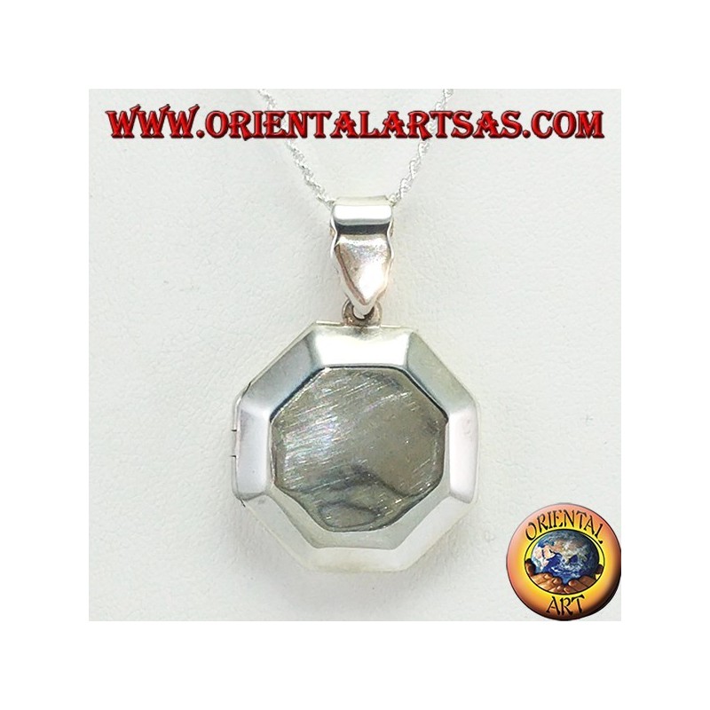 Pendentif en argent cadre photo octogonal
