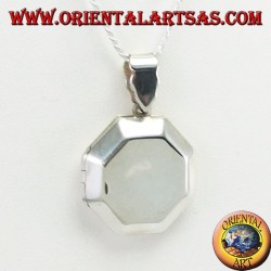 Pendentif en argent cadre photo octogonal