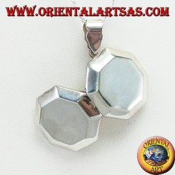 Pendentif en argent cadre photo octogonal