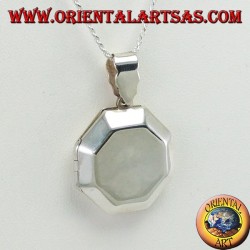 Pendentif en argent cadre photo octogonal