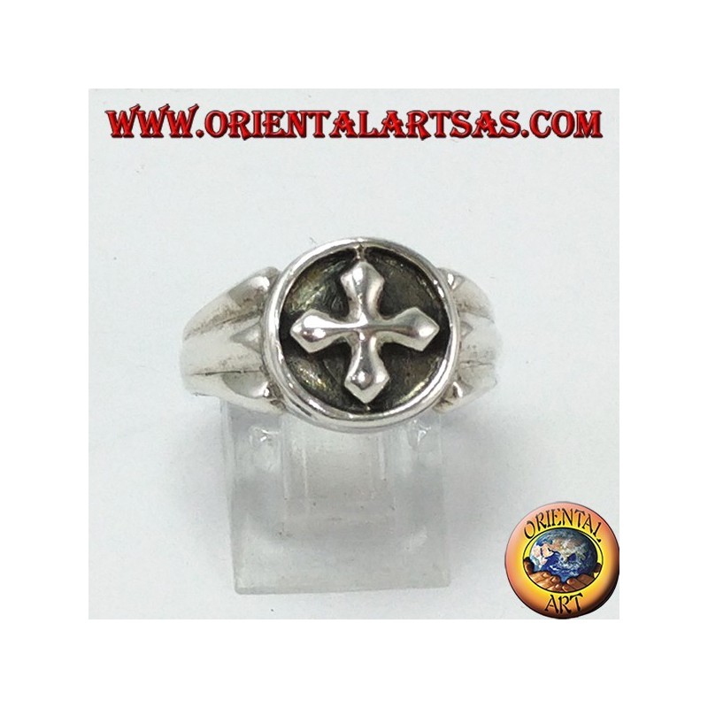 Anillo de plata con cruz griega
