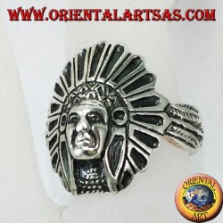Silver ring with Indian head native to America
