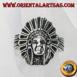 Silver ring with Indian head native to America