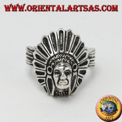 Silver ring with Indian head native to America