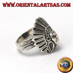 Silver ring with Indian head native to America