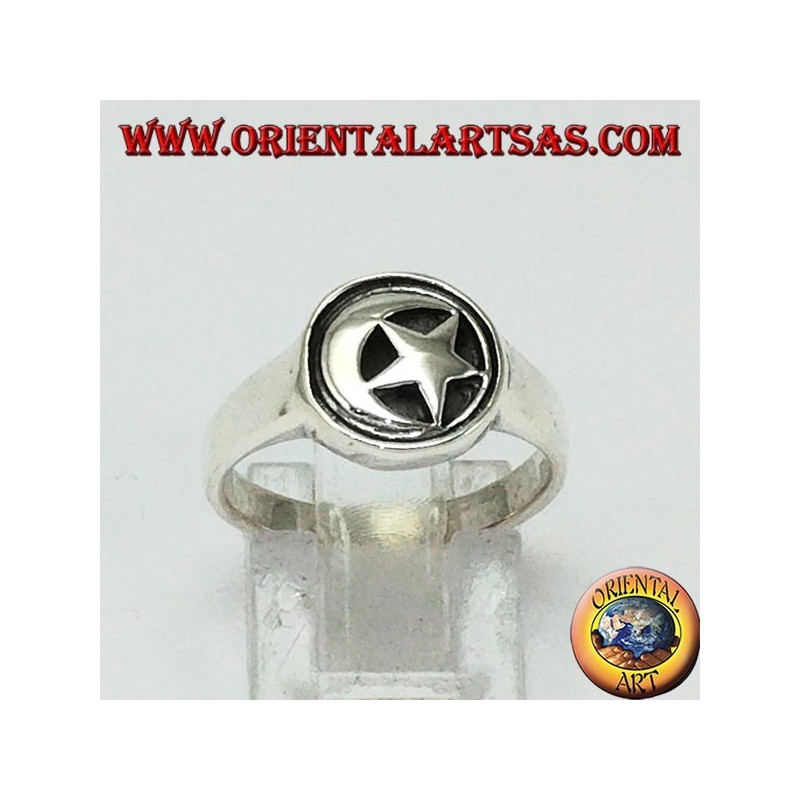 Silver ring star and moon seal