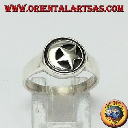 Anello in argento sigillo stella e luna