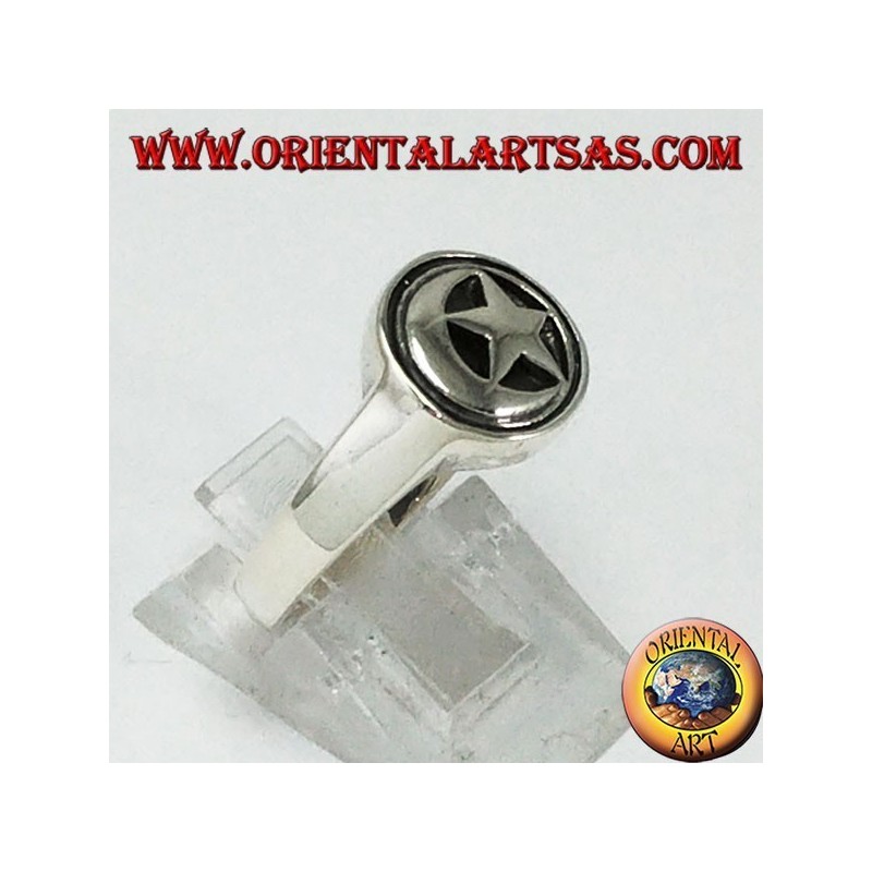 Silver ring star and moon seal
