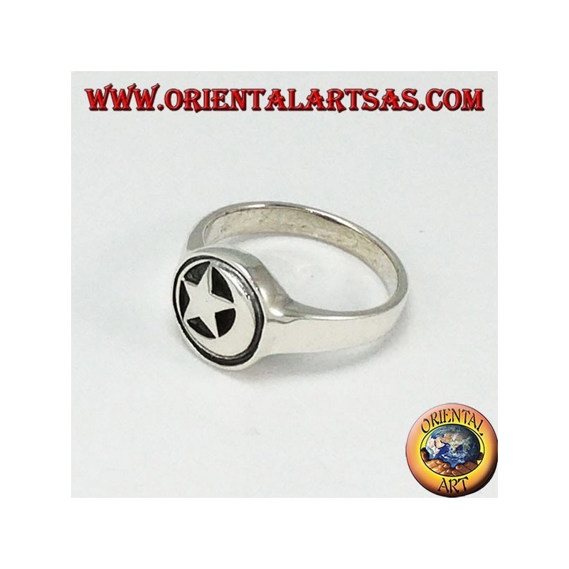 Anillo de plata con estrella y luna