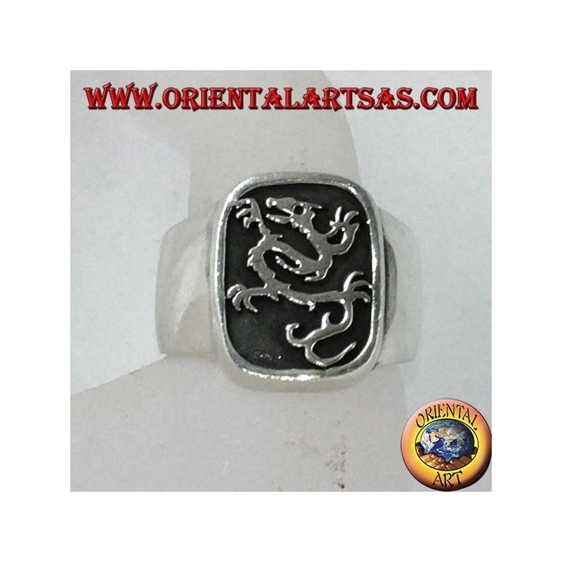 Silver ring with the dragon's seal