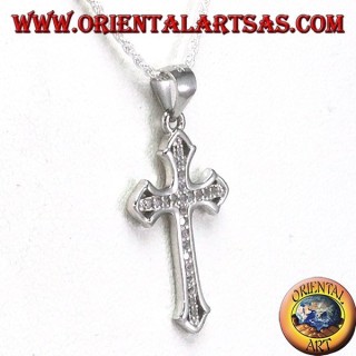 Pendentif en argent, croix avec Zircons